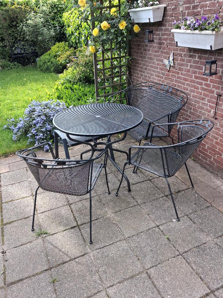 Tuinset ijzeren, Tuin en Terras, Ophalen, 4 zitplaatsen, Gebruikt, Bank