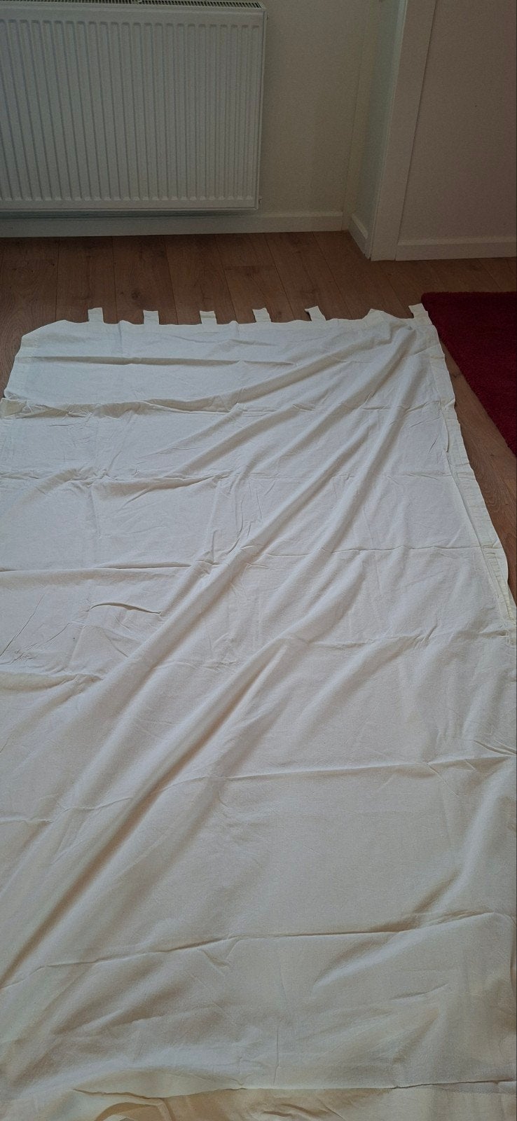 Crèmekleurig gordijn met lussen - 145x250 cm, Gebruikt, 145 cm, Ophalen of Verzenden, Gordijn