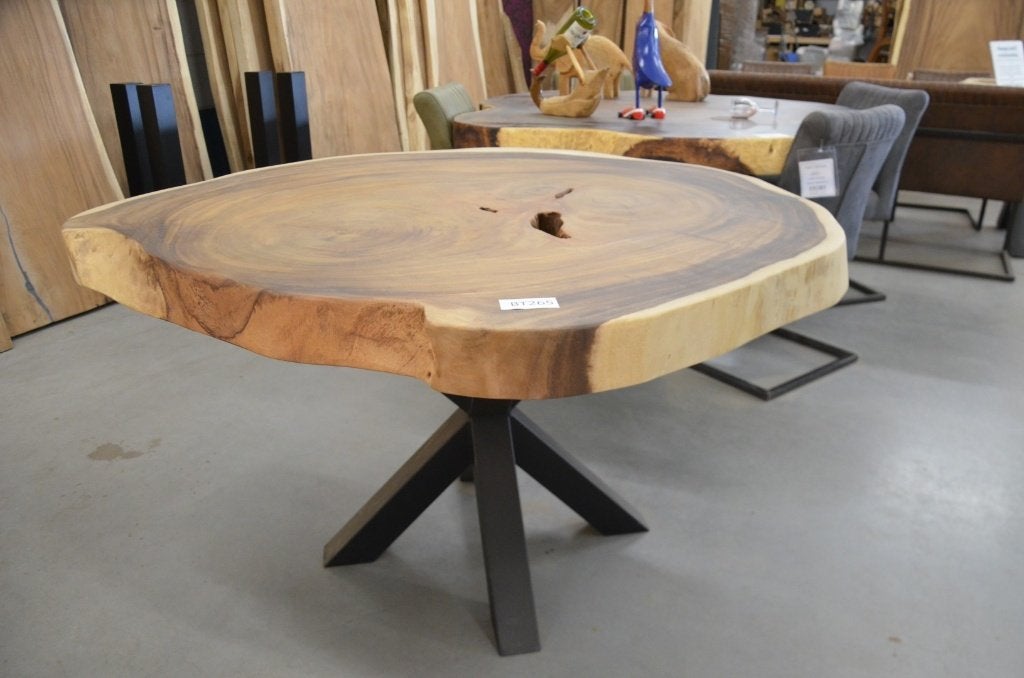 Suar boomstamtafel- 130- 140 cm-BT265, Nieuw, Ophalen of Verzenden, Vijf personen of meer, Rechthoekig