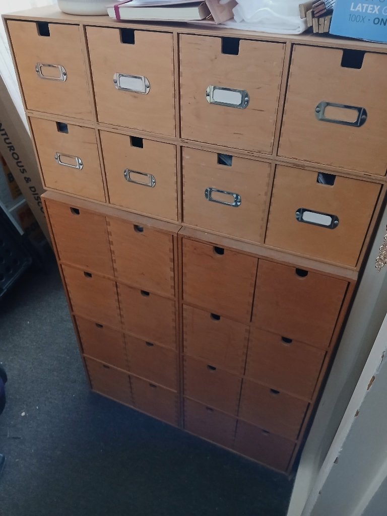 Vintage (oud model) Moppe ladekasten Ikea, Ophalen, Gebruikt, 5 laden of meer, 50 tot 100 cm