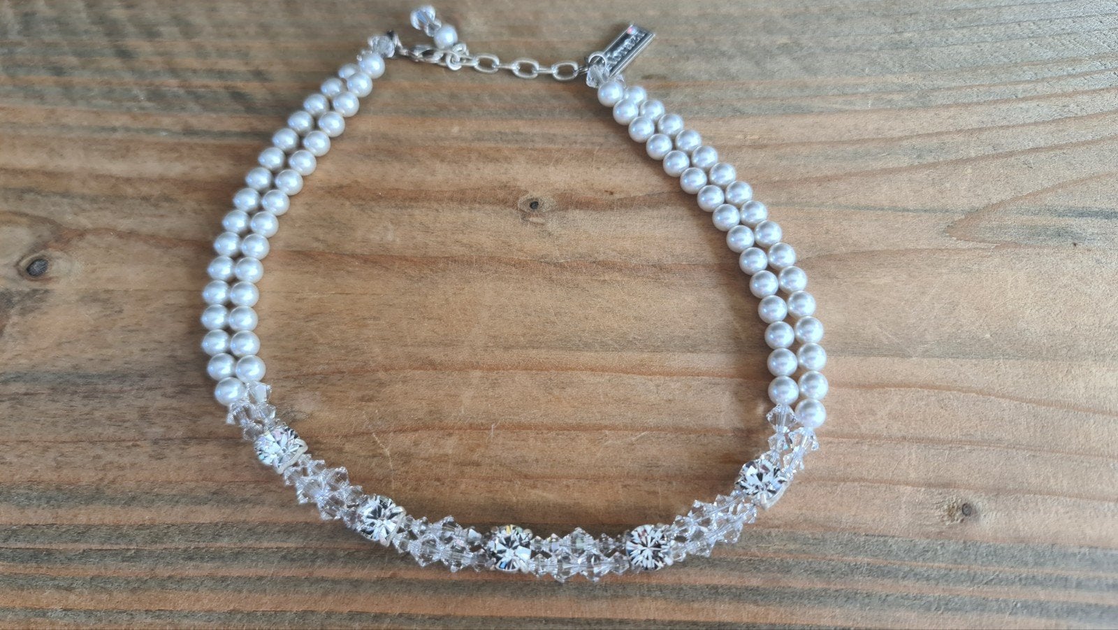 nieuwe bruidsketting ketting Abrazi Swarovski kristal zilver, Met kristal, Nieuw, Ophalen of Verzenden, Zilver