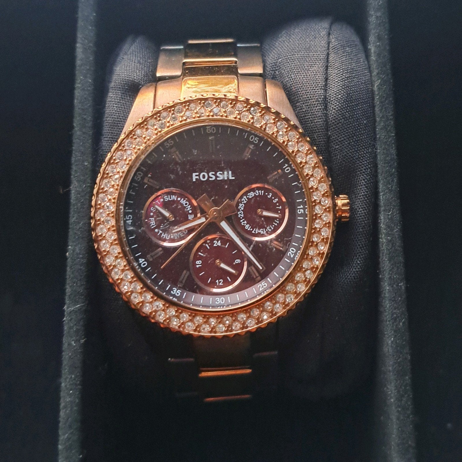 Fossil horloge bruin rose, Ophalen, Zo goed als nieuw, Staal, Fossil