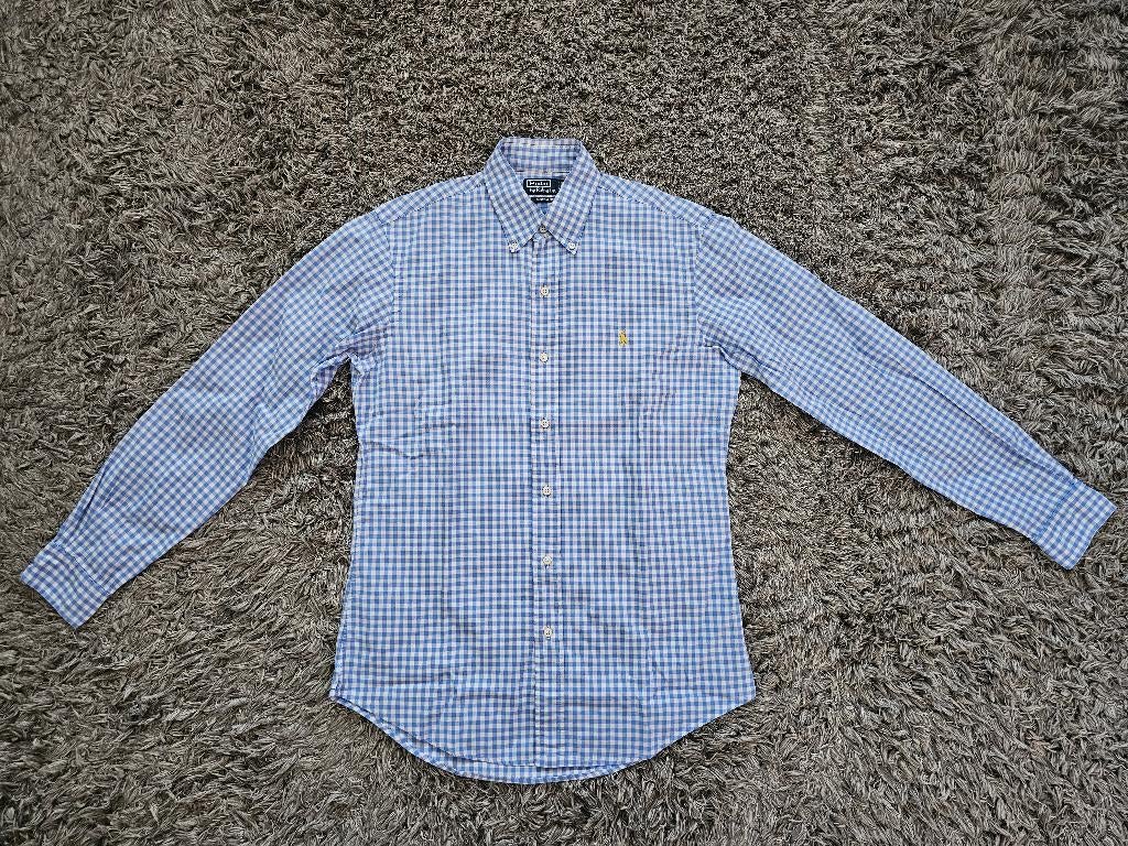 Ralph Lauren Custom Fit Overhemd Blauw Geruit maat S, Halswijdte 38 (S) of kleiner, Ralph Lauren, Zo goed als nieuw, Verzenden