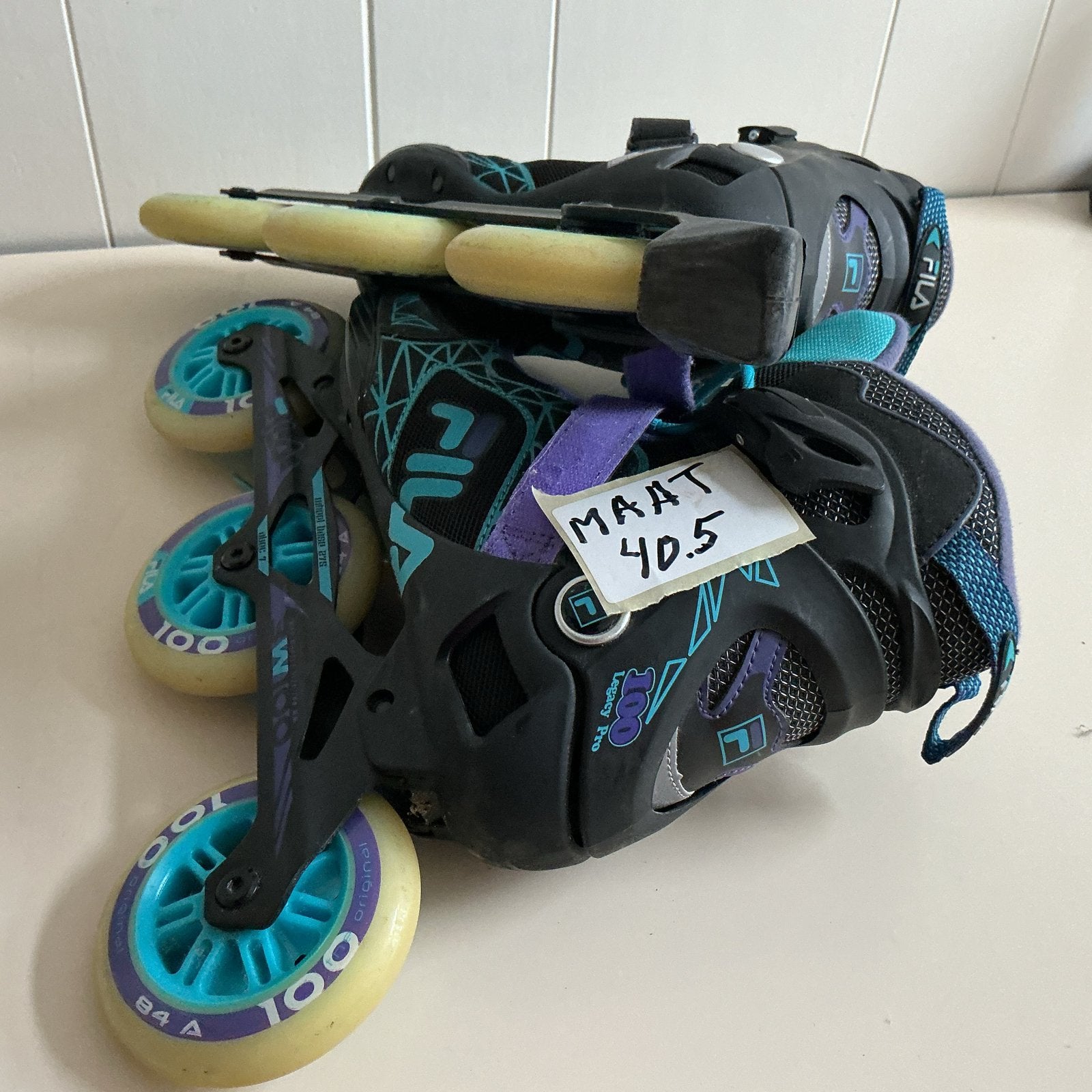 Fila Inline Skates - Maat 40.5 - Zwart/Paars/Blauw, Ophalen of Verzenden, Gebruikt, Dames, Inline skates 4 wielen