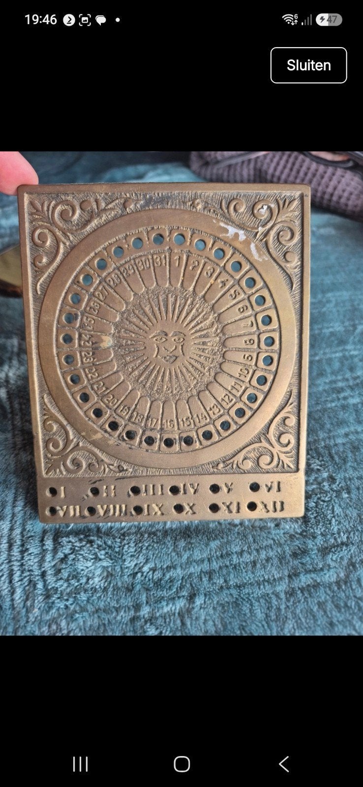 Antieke bronzen kalender zonder wijzers, Antiek en Kunst, Ophalen of Verzenden