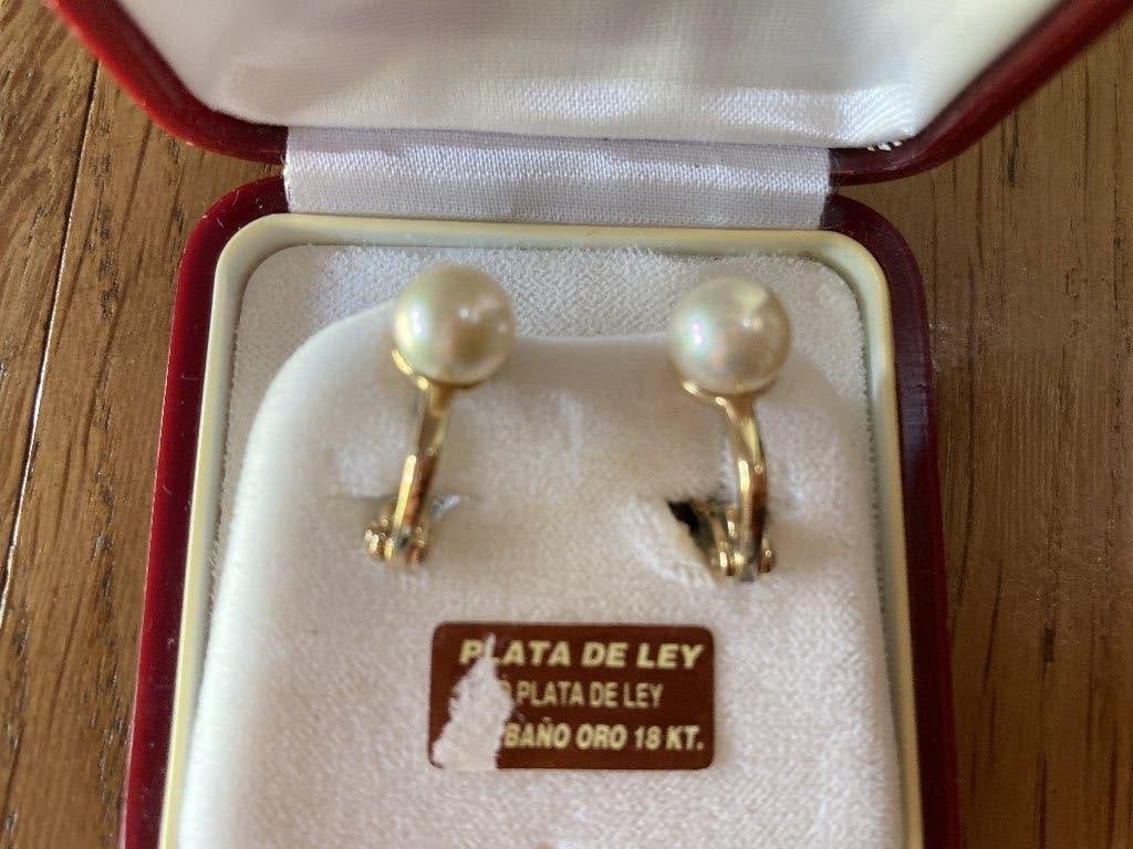 vintage parel oorknoopjes, Ophalen of Verzenden, Zo goed als nieuw, Wit, Overige materialen