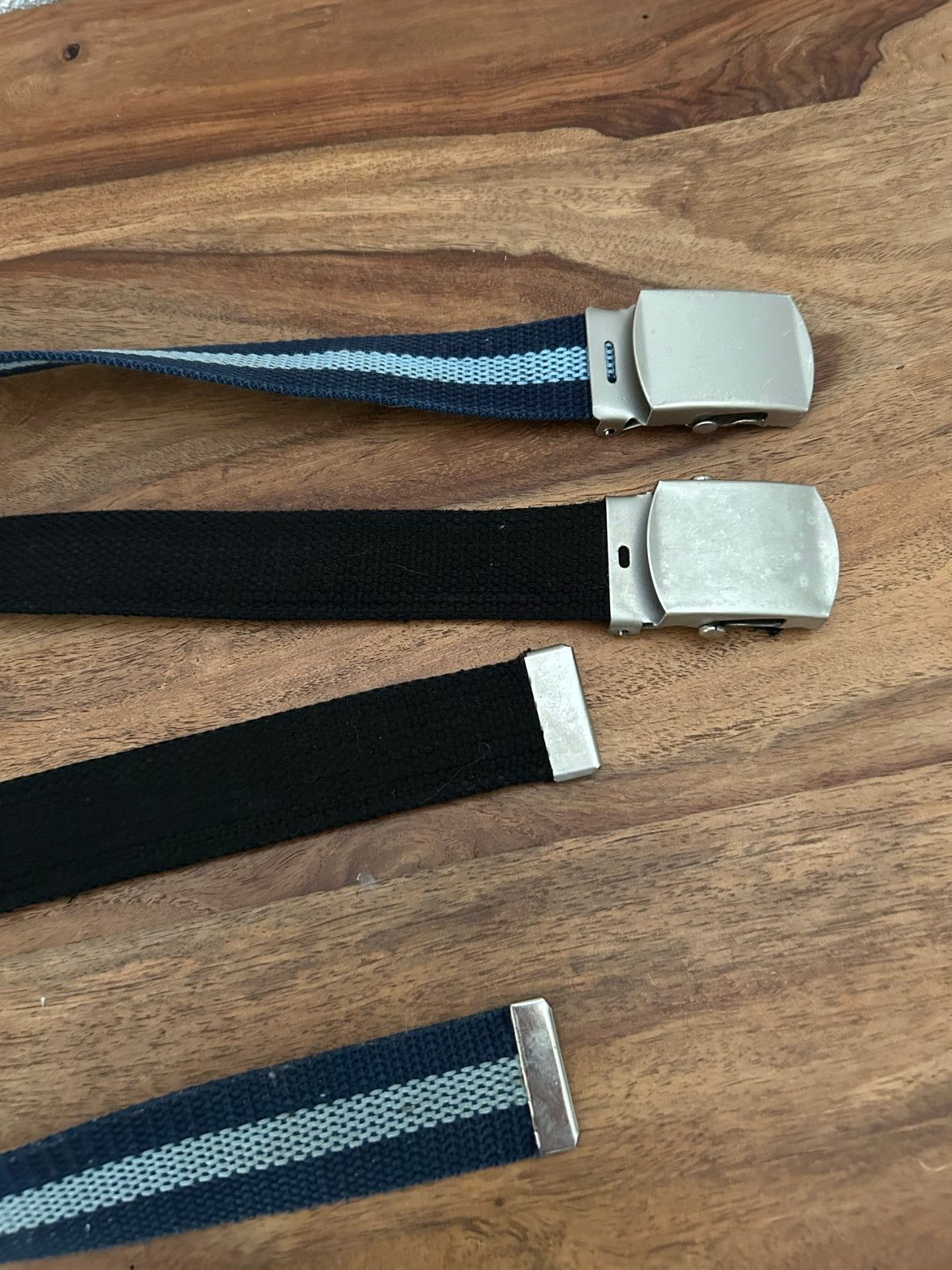 Set van 2 stoffen riemen: 1x blauw gestreept, 1x zwart, Zwart, Heupriem, Ophalen of Verzenden, Gedragen