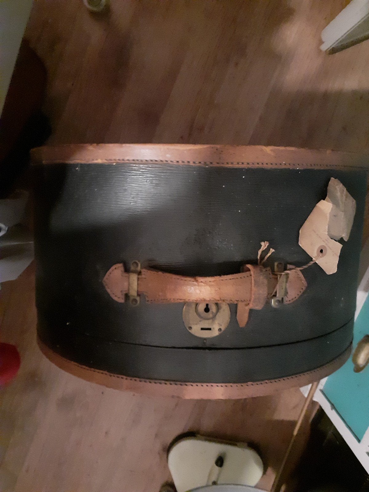 oude brocante Franse hoedendoos met label, Antiek en Kunst, Ophalen of Verzenden