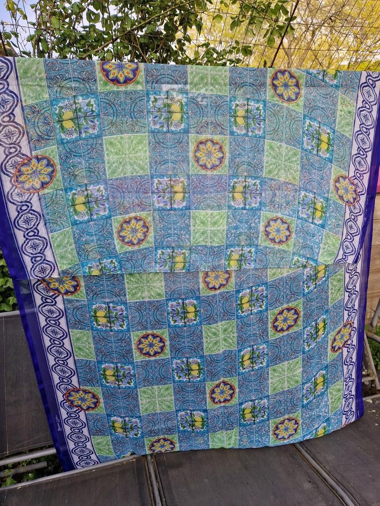 Grote pareo sjaal Italie Antica Sartoria blauw turqoise, Kleding | Dames, Maat 46/48 (XL) of groter, Ophalen of Verzenden, Zo goed als nieuw
