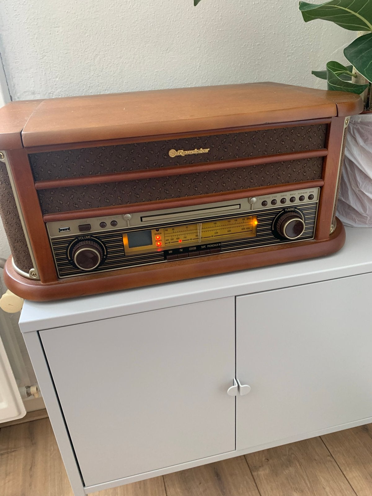 Roadstar HIF-1900TUMPK Platenspeler met CD/MP3/Radio/Cassett, Zo goed als nieuw, USB-aansluiting, Platenspeler, Ophalen