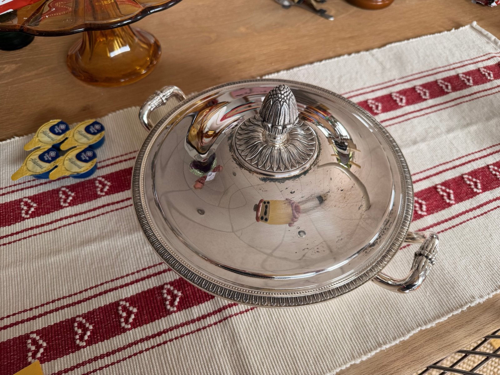 Frans verzilv. deksch. mt lepel 1950 Legumier Christofie, Antiek en Kunst, Ophalen of Verzenden, Zilver