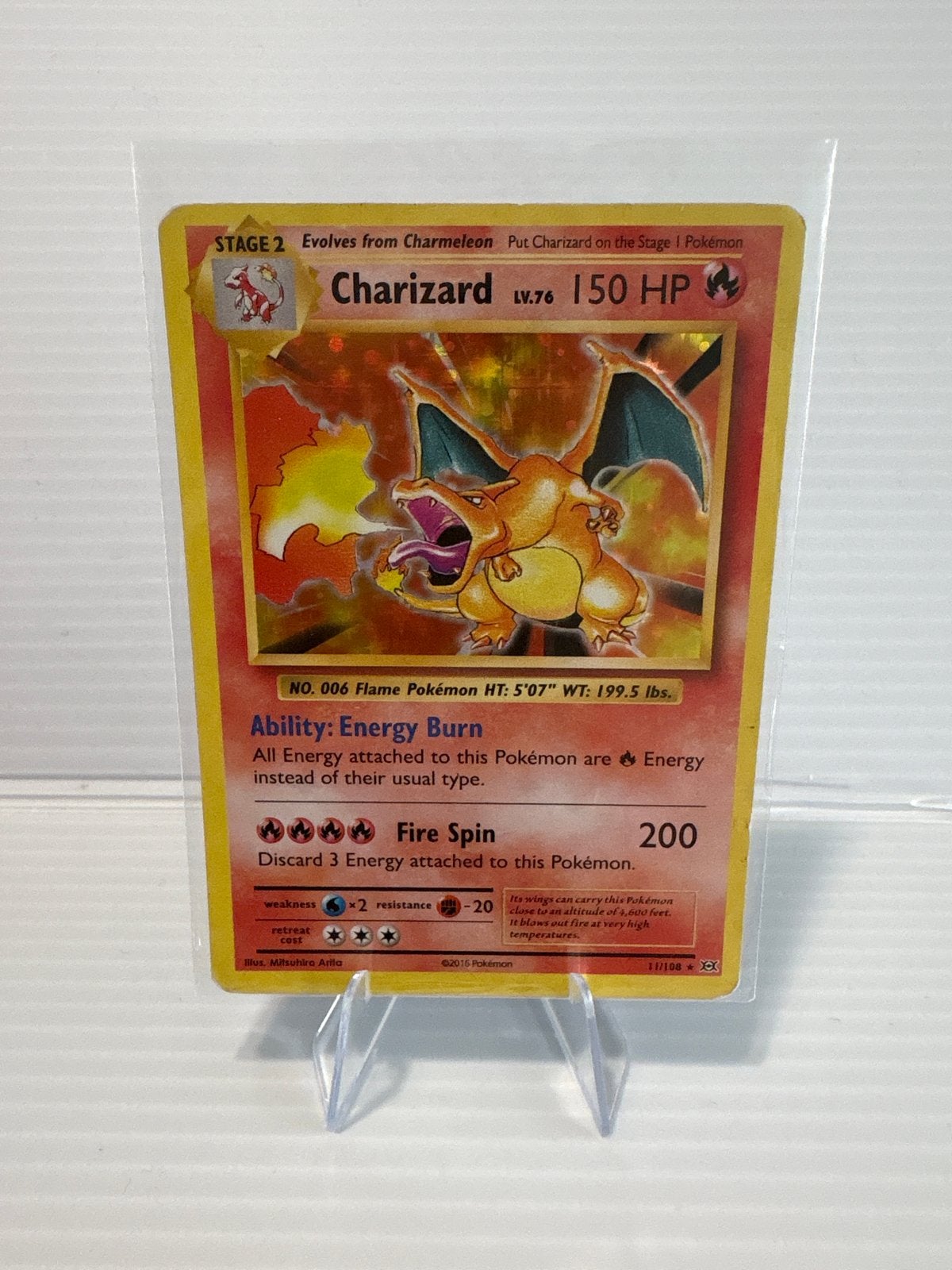 Charizard LV76 11/108 Evolutions Pokémon Kaart, Ophalen of Verzenden, Zo goed als nieuw, Losse kaart, Foil