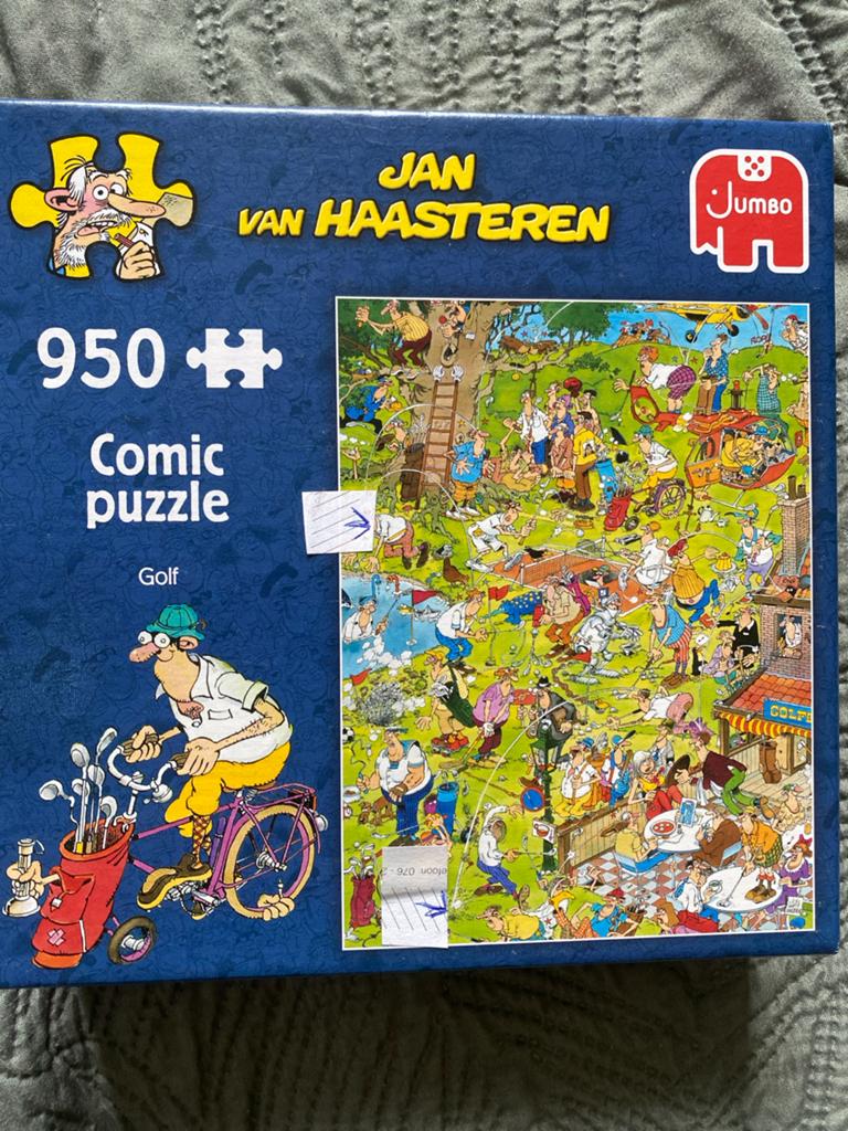 Jan van Haasteren Golf puzzel 950 stukjes (2 ontbreken), Ophalen of Verzenden, 500 t/m 1500 stukjes, Gebruikt, Legpuzzel
