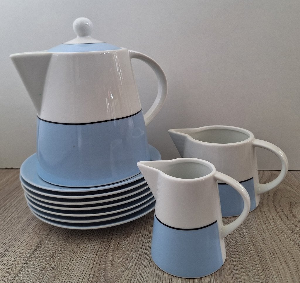 Theepot suiker- en melksetje 7 gebaksbordjes van Sign, Huis en Inrichting, Ophalen, Overige typen, Zo goed als nieuw, Overige stijlen