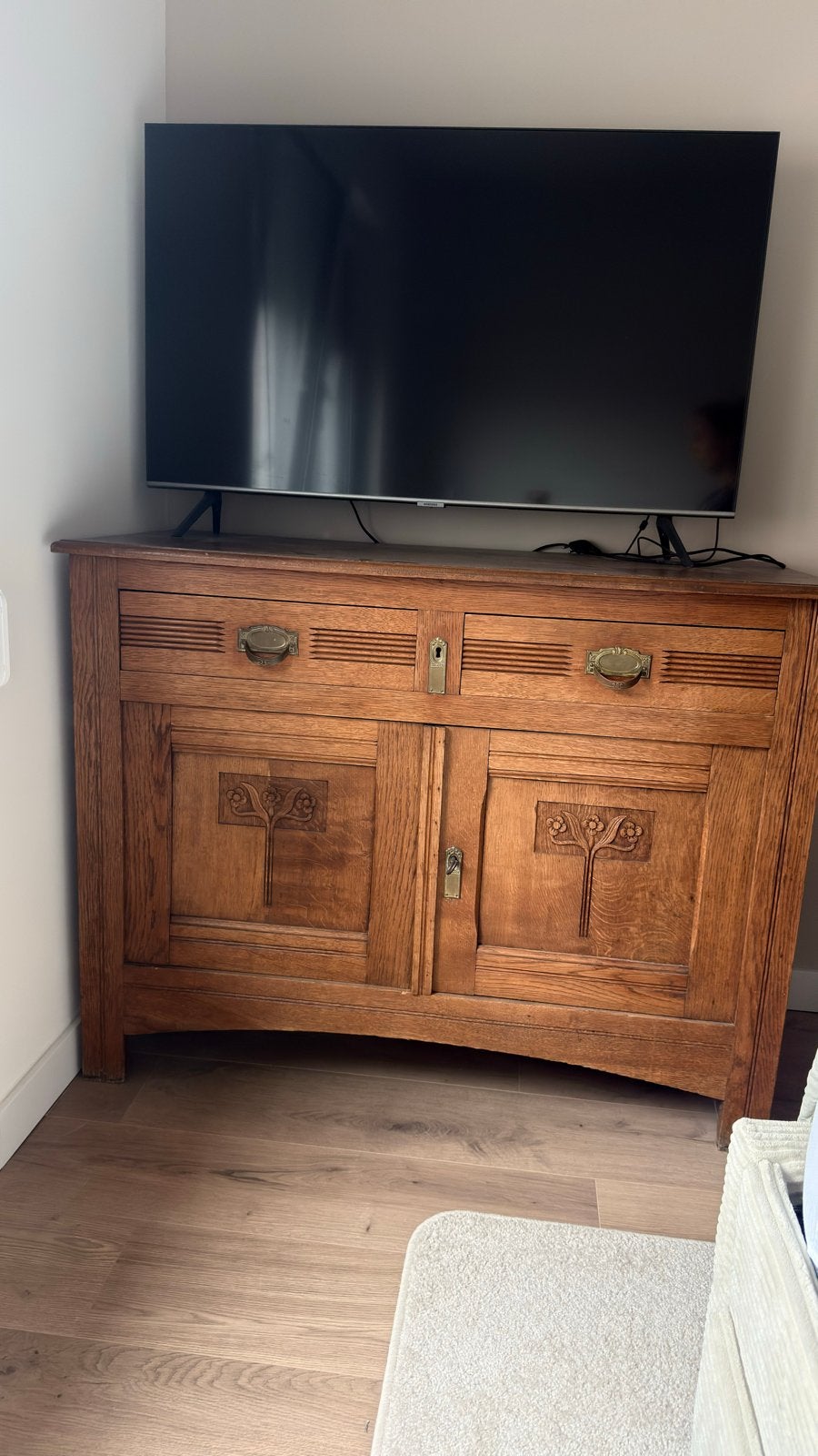 Antiek eiken dressoir met lades en deuren, Huis en Inrichting, Ophalen, Gebruikt, 100 tot 150 cm, Eikenhout