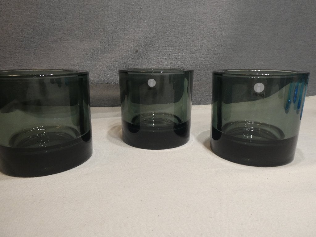 3 x Iittala kivi 8 cm Grey Marimekko, Gebruikt, 8 cm, Ophalen of Verzenden, Glas
