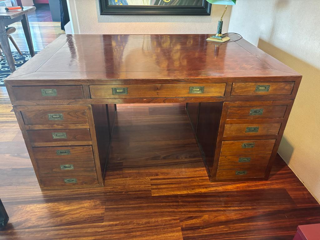 Antieke Partnerdesk, Huis en Inrichting, Bureaus, Ophalen, 160 cm, Gebruikt, Hout