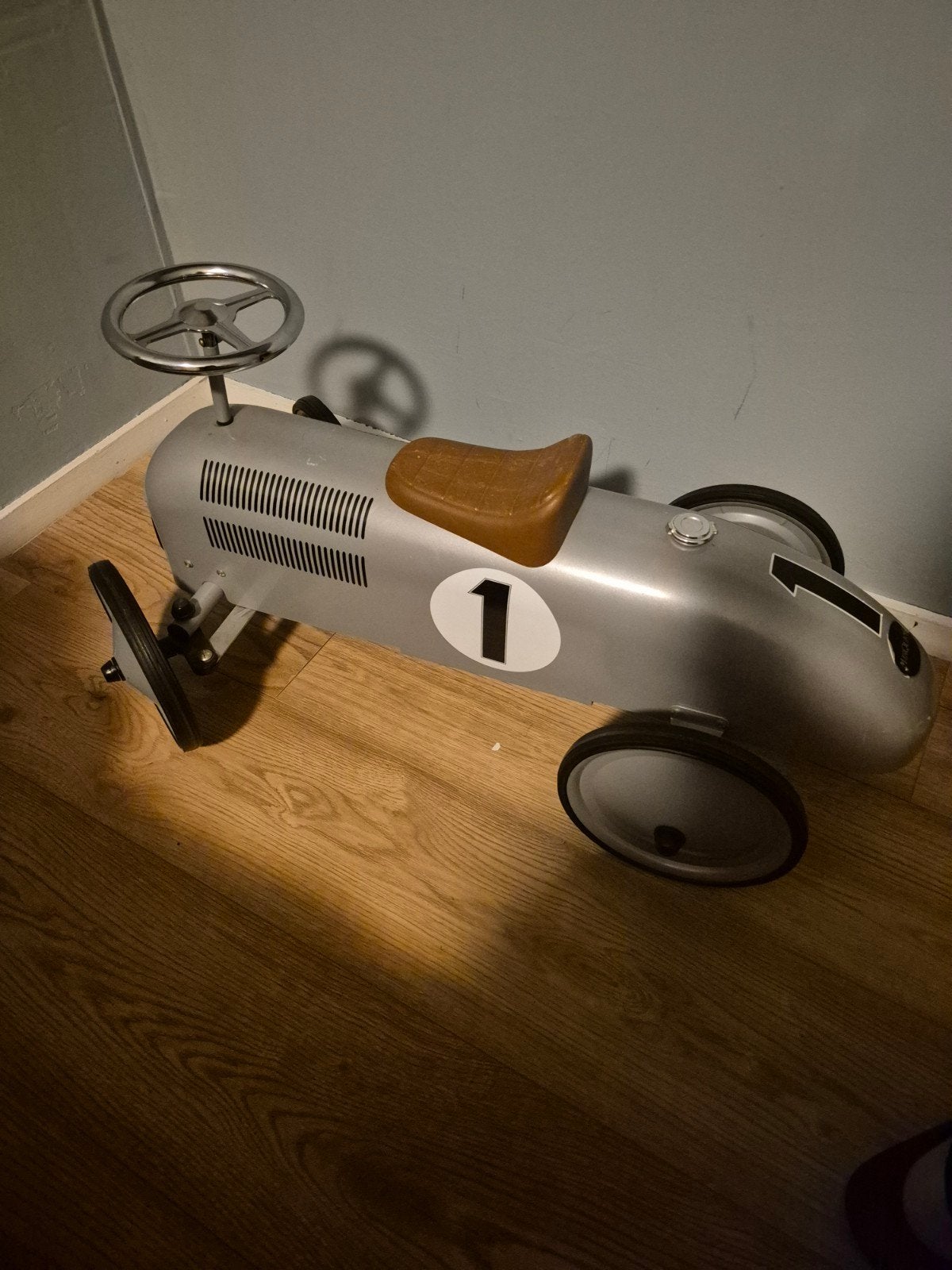 Vintage Trapauto Raceauto Zilver met Nummer 1, Ophalen, Gebruikt