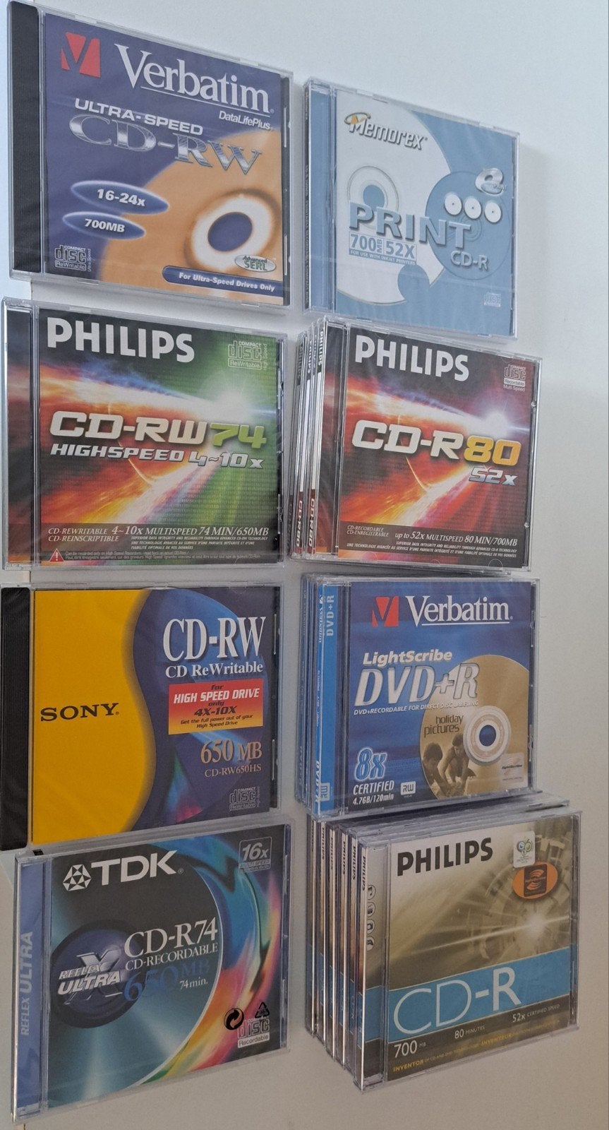 Grote partij CD-R, CD-RW, DVD+RW en DVD+R DL schijven, Gebruikt, Verbatim, Philips, Sony, TDK, Memorex, Hema, MediaRange, Cd, Ophalen of Verzenden