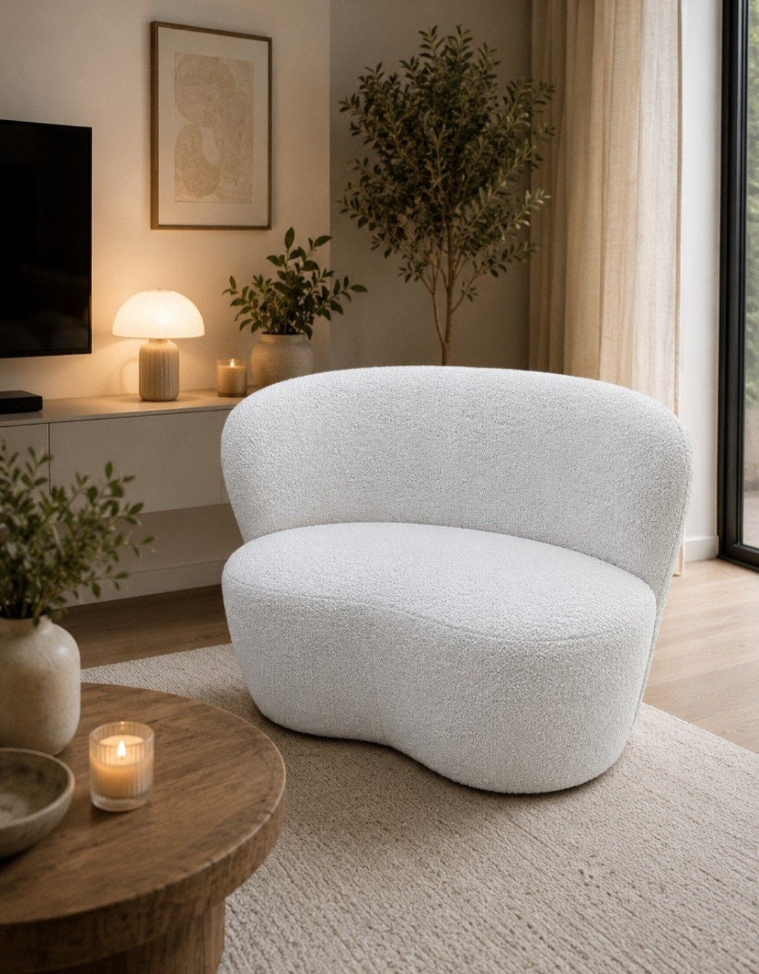 MOOS Design Loveseat / Bouclé Bankje, Tweepersoons, Ophalen of Verzenden, Zo goed als nieuw, Minder dan 150 cm