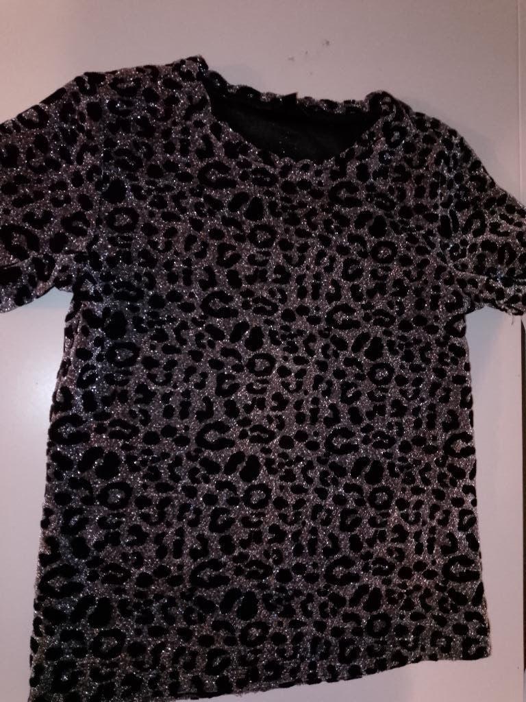 Coolcat Glitter Top Luipaardprint Zilver/Zwart Maat 134/140, Meisje, Coolcat, Ophalen of Verzenden, Zo goed als nieuw