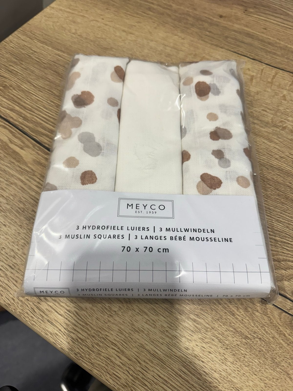 Meyco Hydrofiele Luiers - 3-pack Stains Neutral 70x70 cm, Ophalen of Verzenden, Nieuw