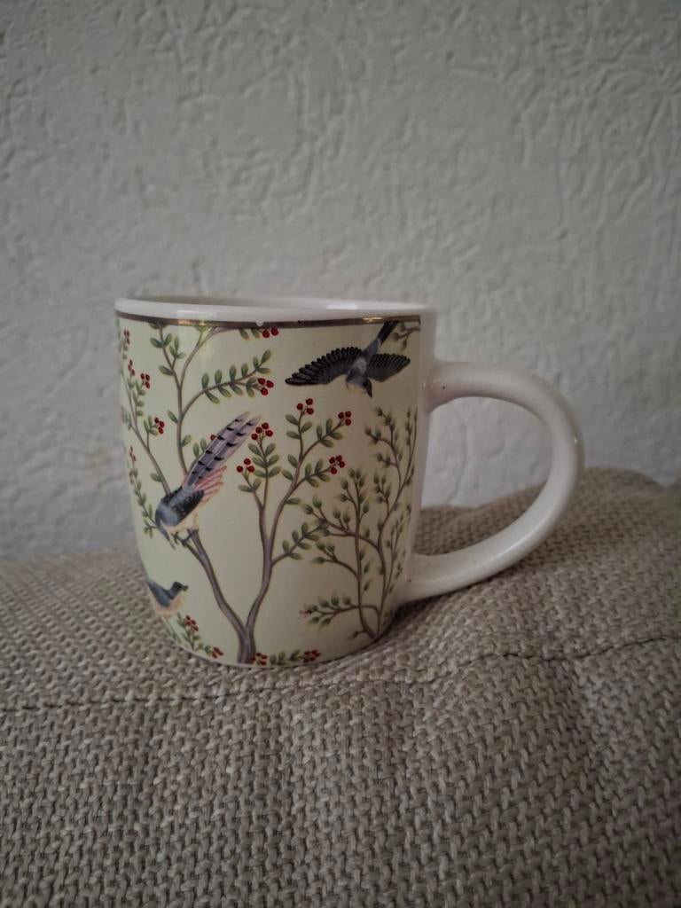Mooie Grote Mok met Vogels, Huis en Inrichting, Keuken | Servies, Ophalen, Zo goed als nieuw, Kom(men), Overige stijlen