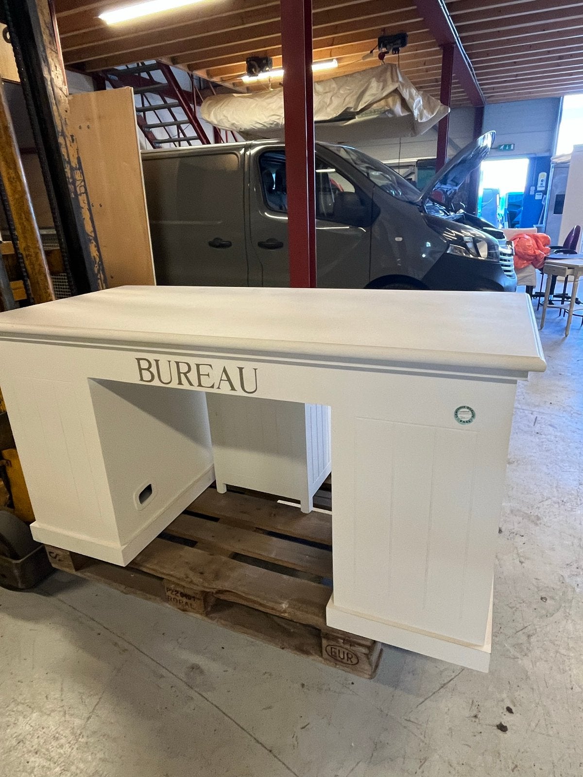 Riviera Maisons Wit houten bureau, boekenkast, nachtkastje, Ophalen, Gebruikt, 100 tot 150 cm, Minder dan 100 cm