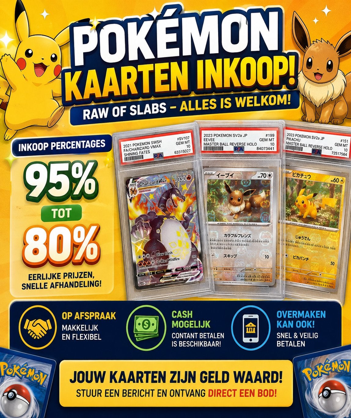 Pokémon Kaarten Inkoop - Raw of Slabs, Alles Welkom!, Ophalen of Verzenden, Gebruikt, Losse kaart