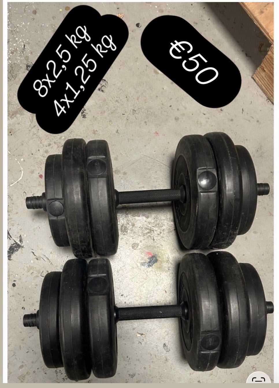 Dumbells set /halter met gewichten/, Ophalen, Zo goed als nieuw, Fitnessbank