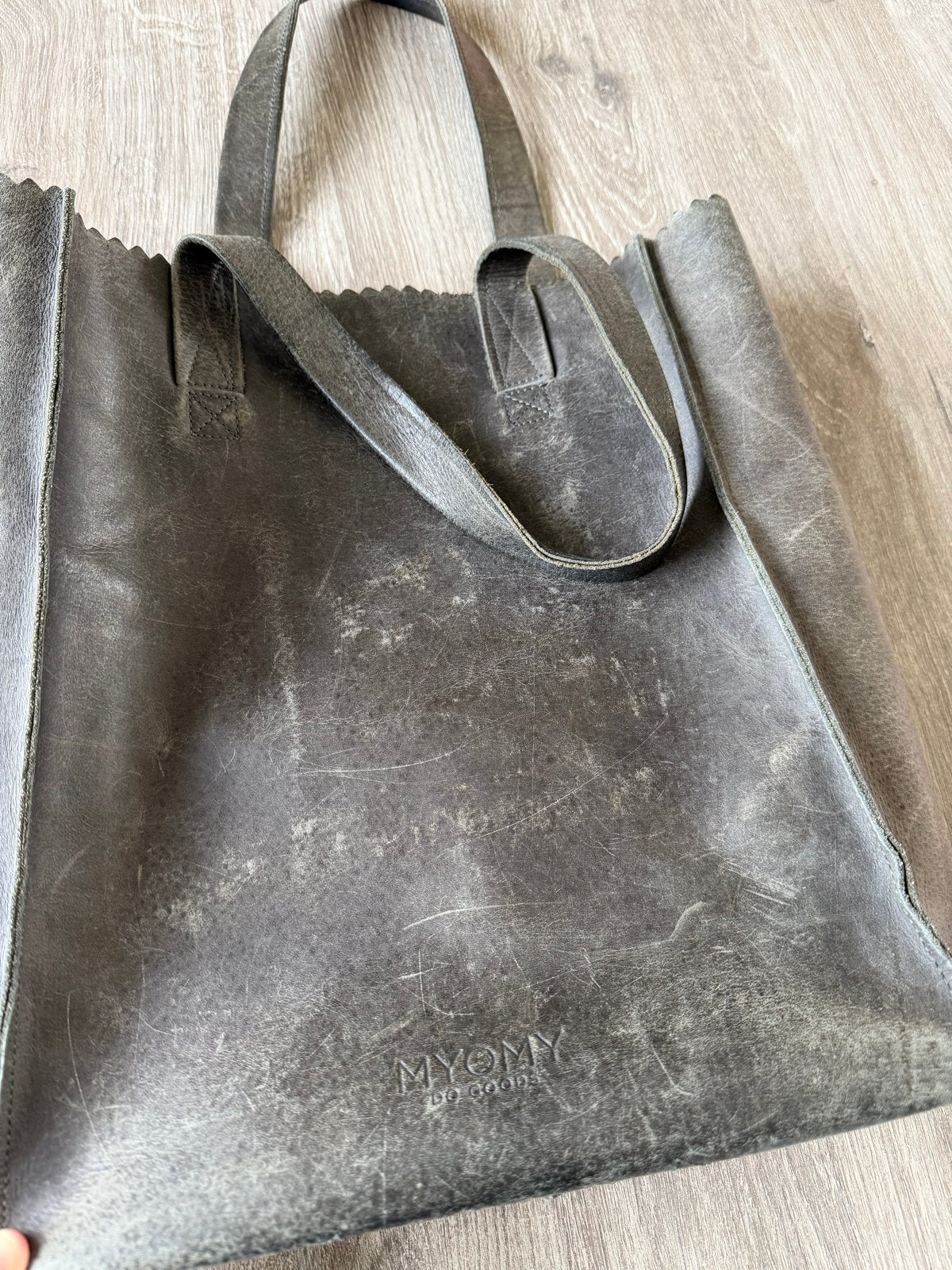 MYOMY My Paper Bag Shopper Leer Grijs, Ophalen of Verzenden, Gebruikt, Grijs, Shopper