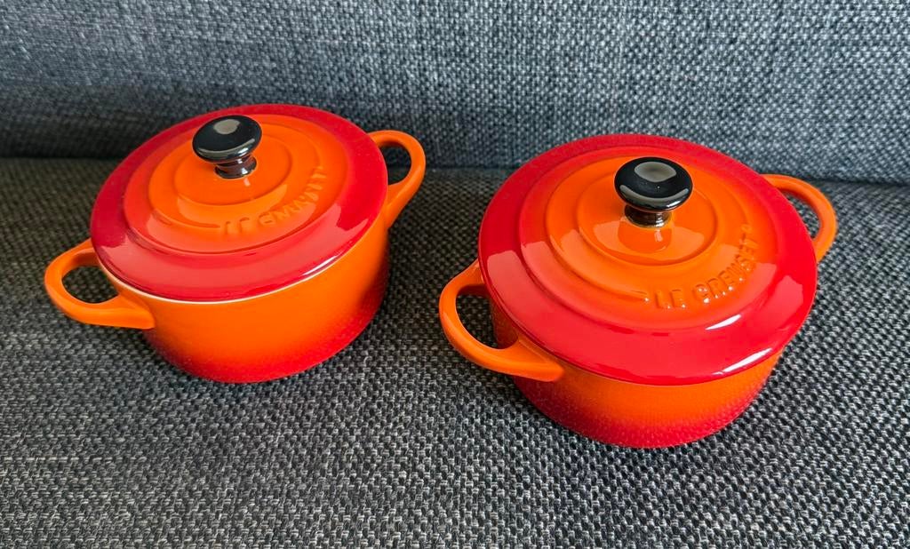 LE CREUSSET mini pannetje 2 st - aardewerk (nieuw), Ophalen of Verzenden, Nieuw, Overige materialen, Overige typen