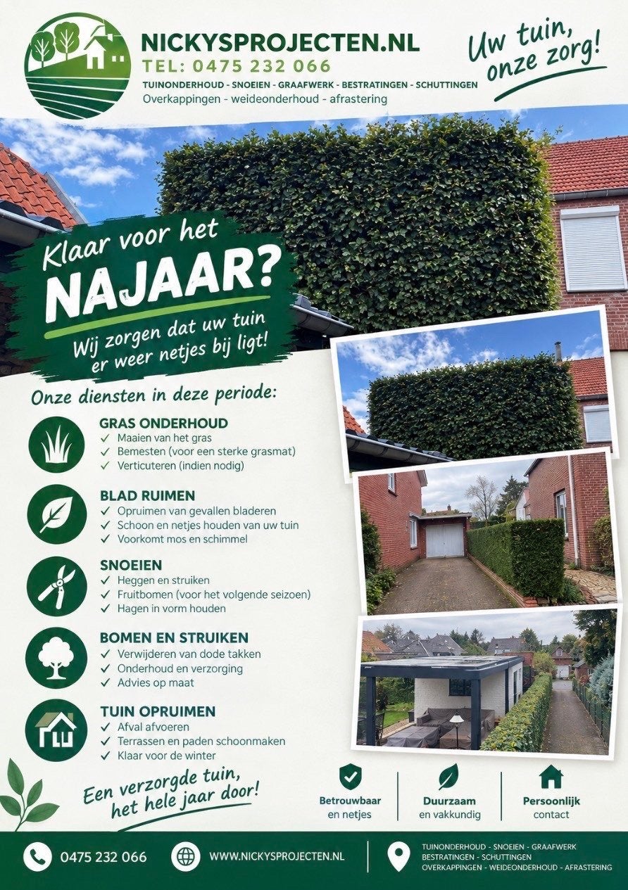 Tuinonderhoud en Schuttingen op Maat - Nicky's Projecten, Ophalen, Nieuw