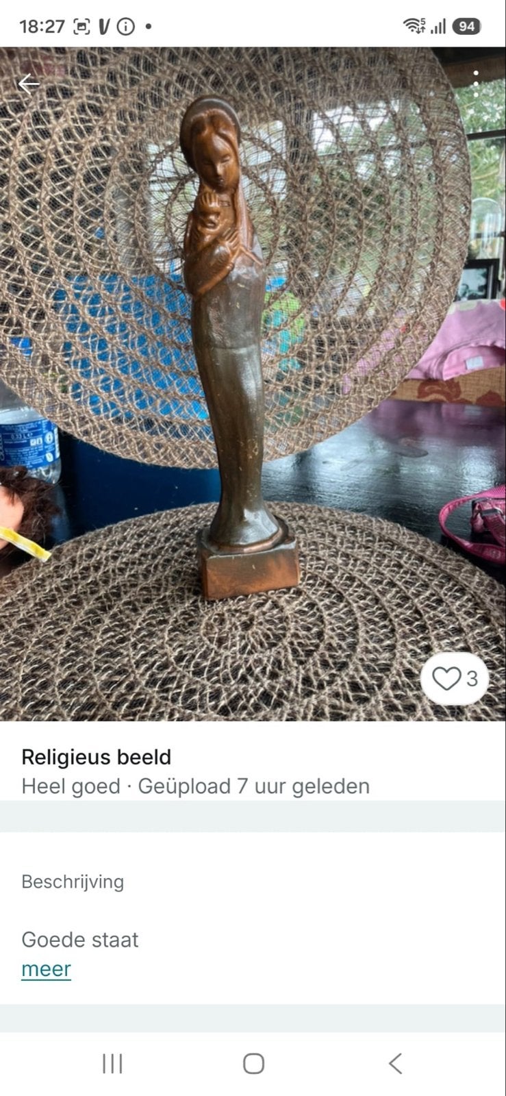Houten beeld Maria met kindje Jezus, Antiek en Kunst, Ophalen of Verzenden