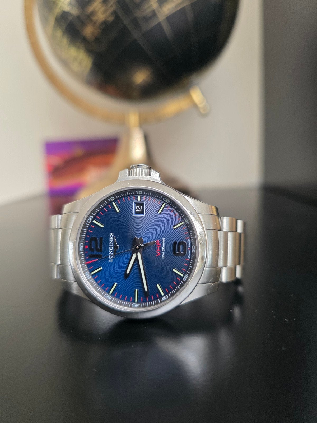 Longines Conquest V.H.P. Blauwe Wijzerplaat Stalen Horloge, Overige merken, Staal, Info@longines.com, Staal