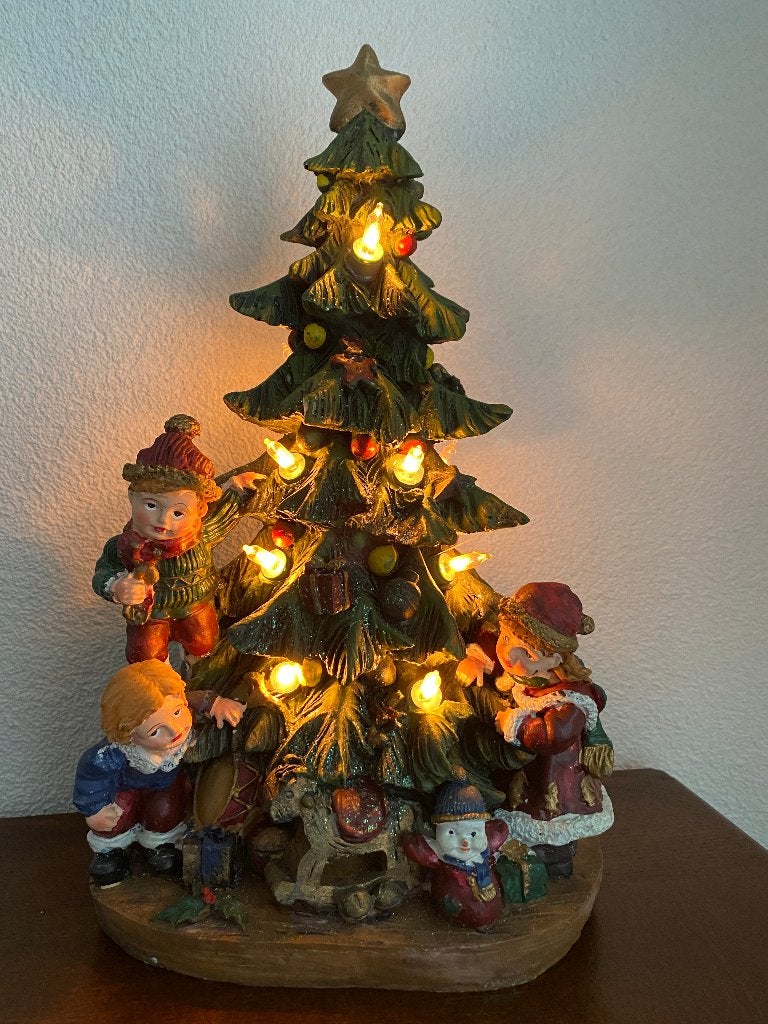 decoratie beeld kerstboom met lichtjes vintage, Ophalen, Gebruikt