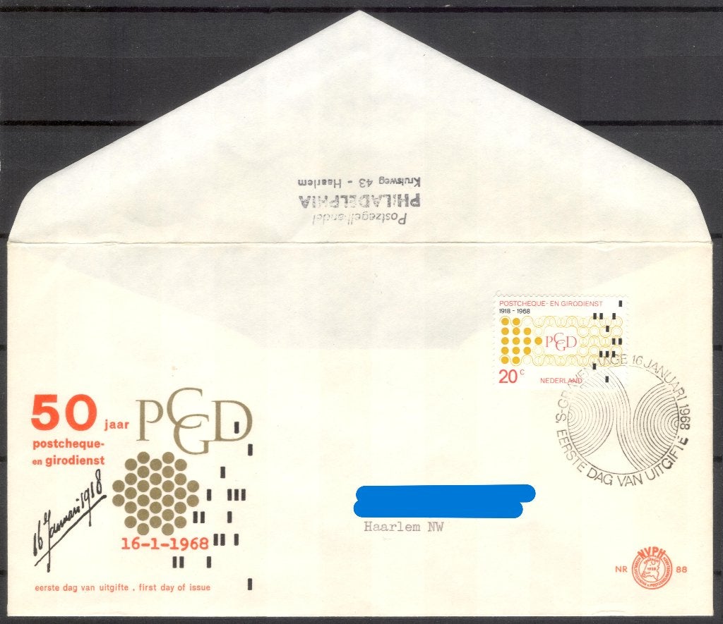 E88 - 50 jaar PCDG (postcheque- en girodienst), Verzenden, Beschreven, Nederland