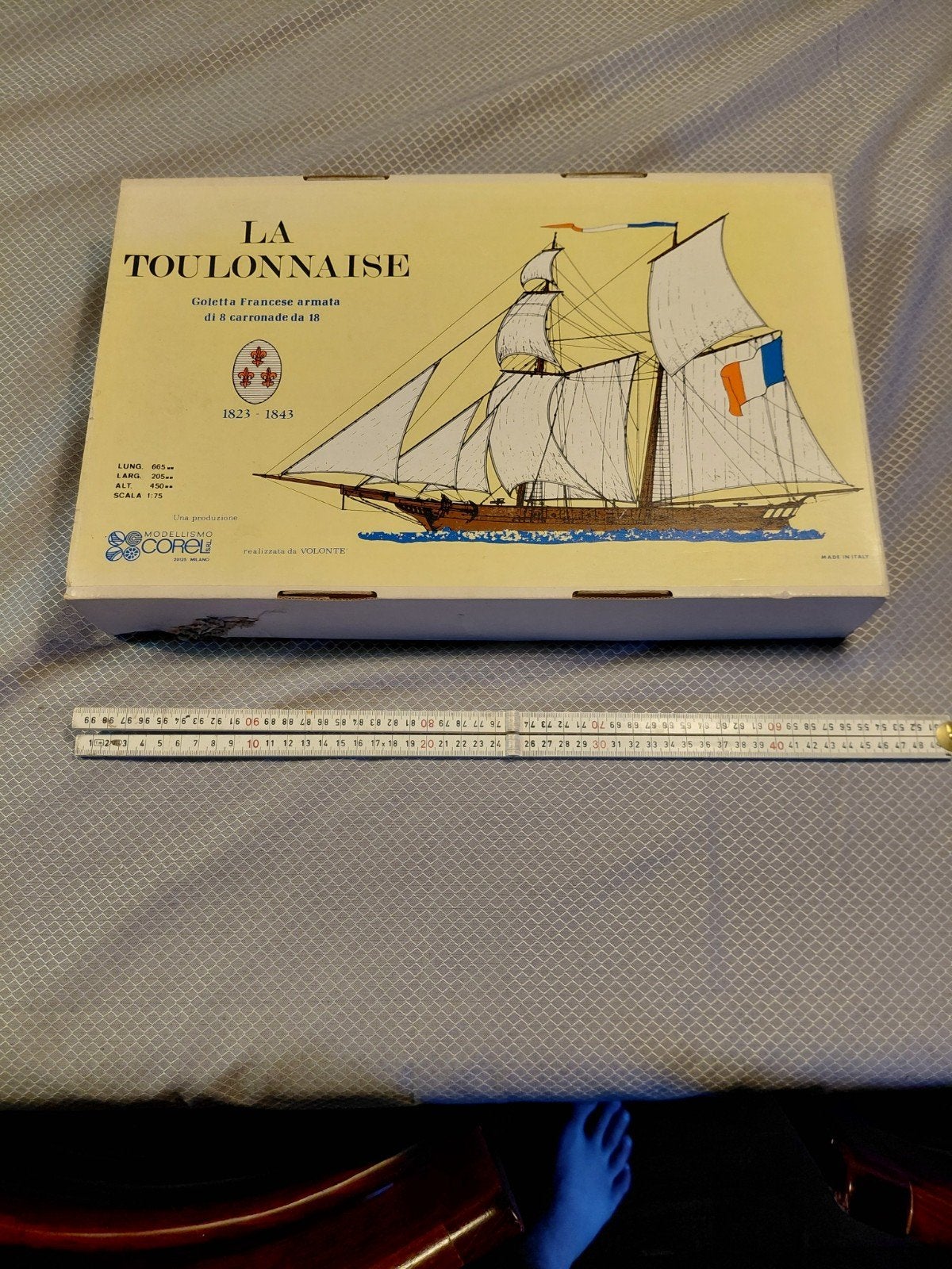Vintage houten bouwmodel schip 'La Toulonnaise' - Compleet, Ophalen of Verzenden