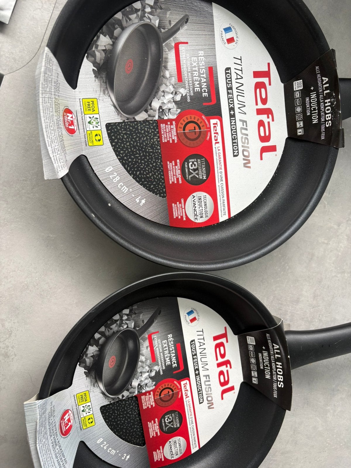 Tefal Titanium Fusion 24 & 28 cm, Verzenden, Zo goed als nieuw