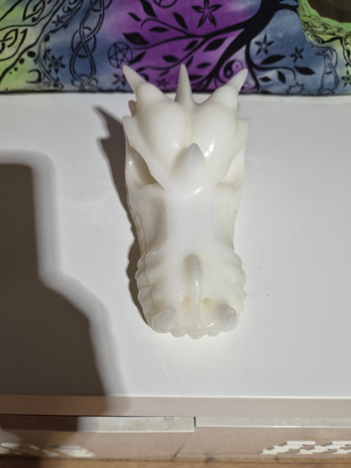Witte Draken schedel beeldje witte jade - Decoratie, Ophalen of Verzenden