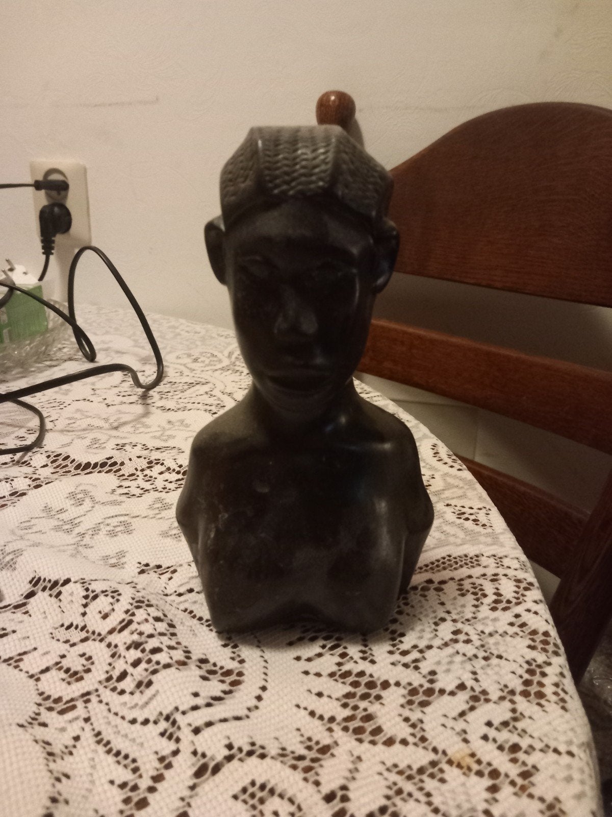 Vintage Buste van een Vrouw  hout, Buste, Ophalen of Verzenden, Handgemaakt, Hout