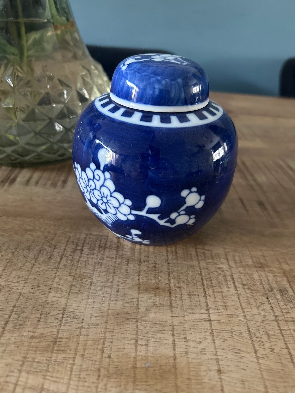 Delfts blauw gemberpotje met bloemmotief, Ophalen of Verzenden