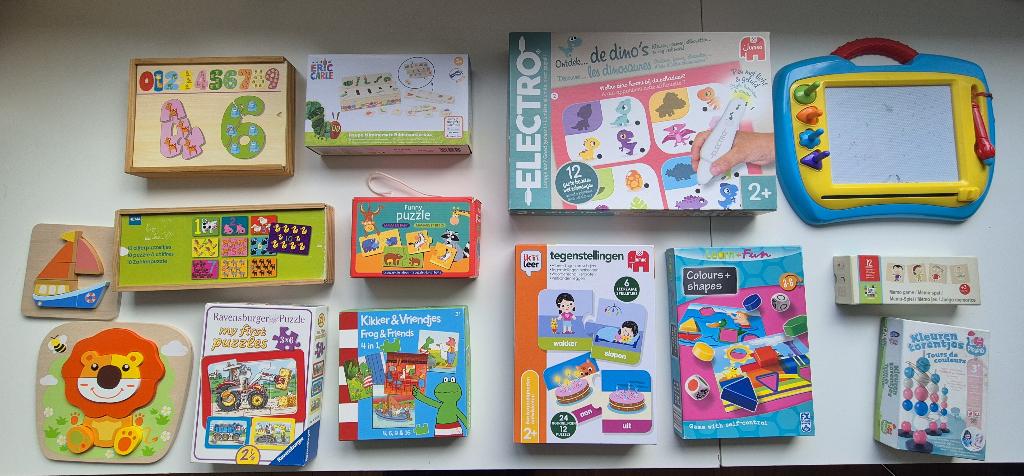 14 Spelletjes en puzzels kind 2+ en 3+, Kinderen en Baby's, Speelgoed | Educatief en Creatief, Ophalen, Gebruikt, Taal en Lezen