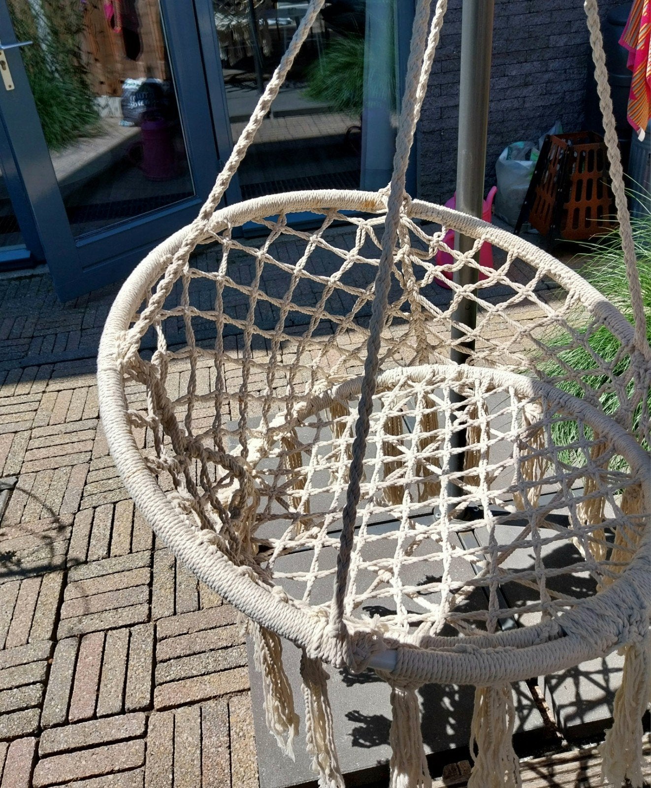 Comfortabele Hangstoel voor Binnen of Buiten - Macramé Stijl, Ophalen, Gebruikt