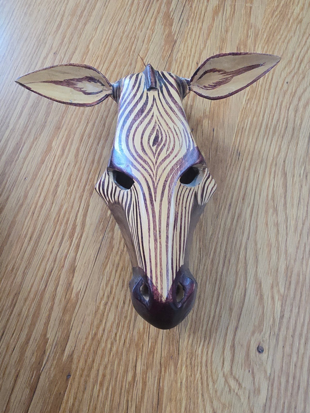 Uniek Zebra Masker van Echt Zuid-Afrikaans Hout, Hout, Bruin, Afrika, Masker
