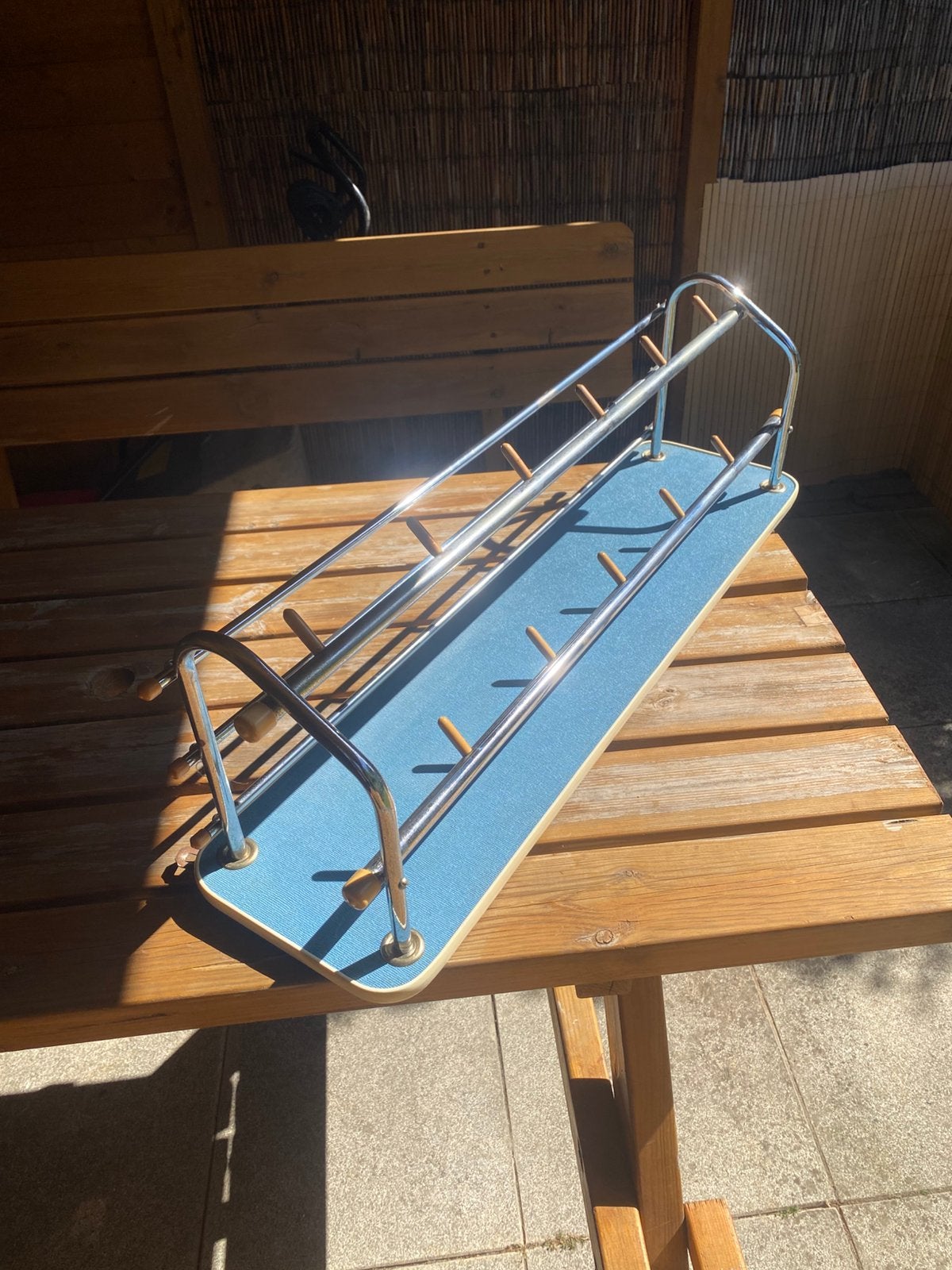 Retro kapstok vintage jaren ‘70 chrome blauw, Huis en Inrichting, Kunststof, Zo goed als nieuw, Minder dan 100 cm, Ophalen