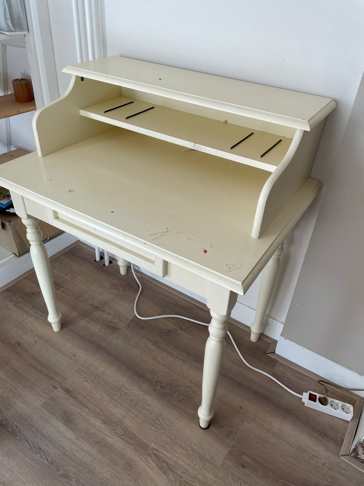 Vintage Bureau - Crème Wit met Lade, Ophalen, Gebruikt, Secretaire, Vintage