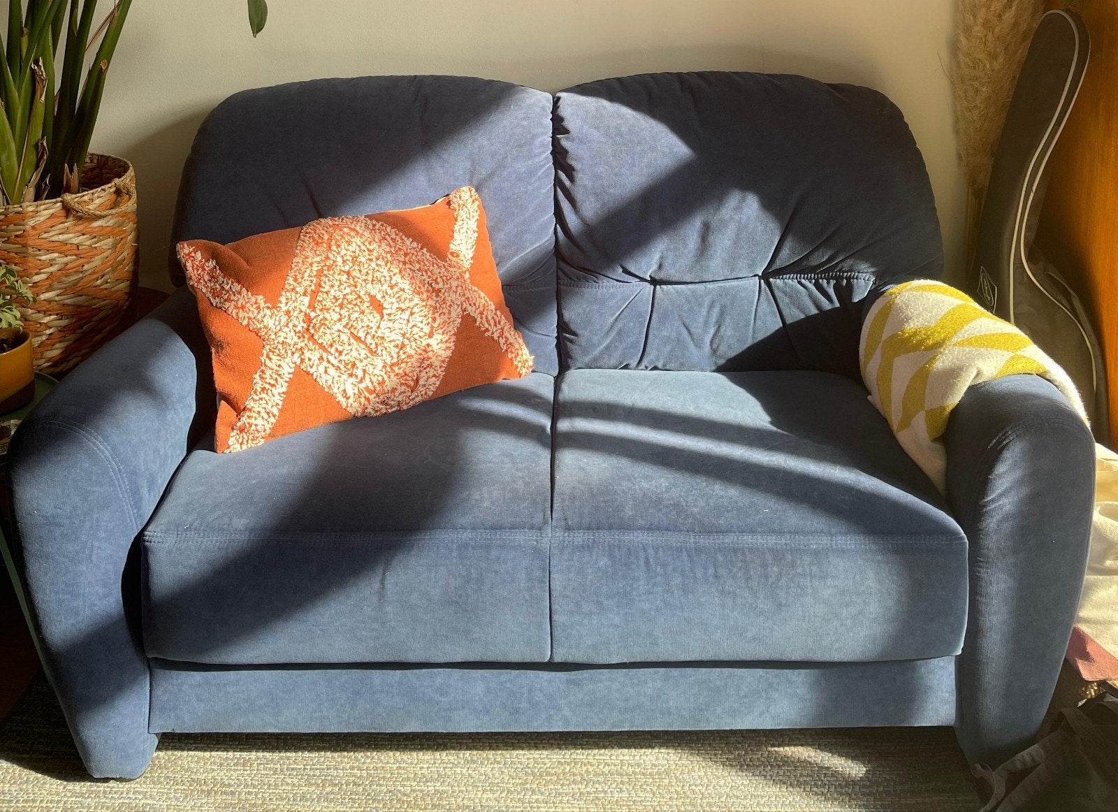 Comfortabele tweepersoonsbank - Blauw, Ophalen, Gebruikt, 150 tot 200 cm, Tweepersoons