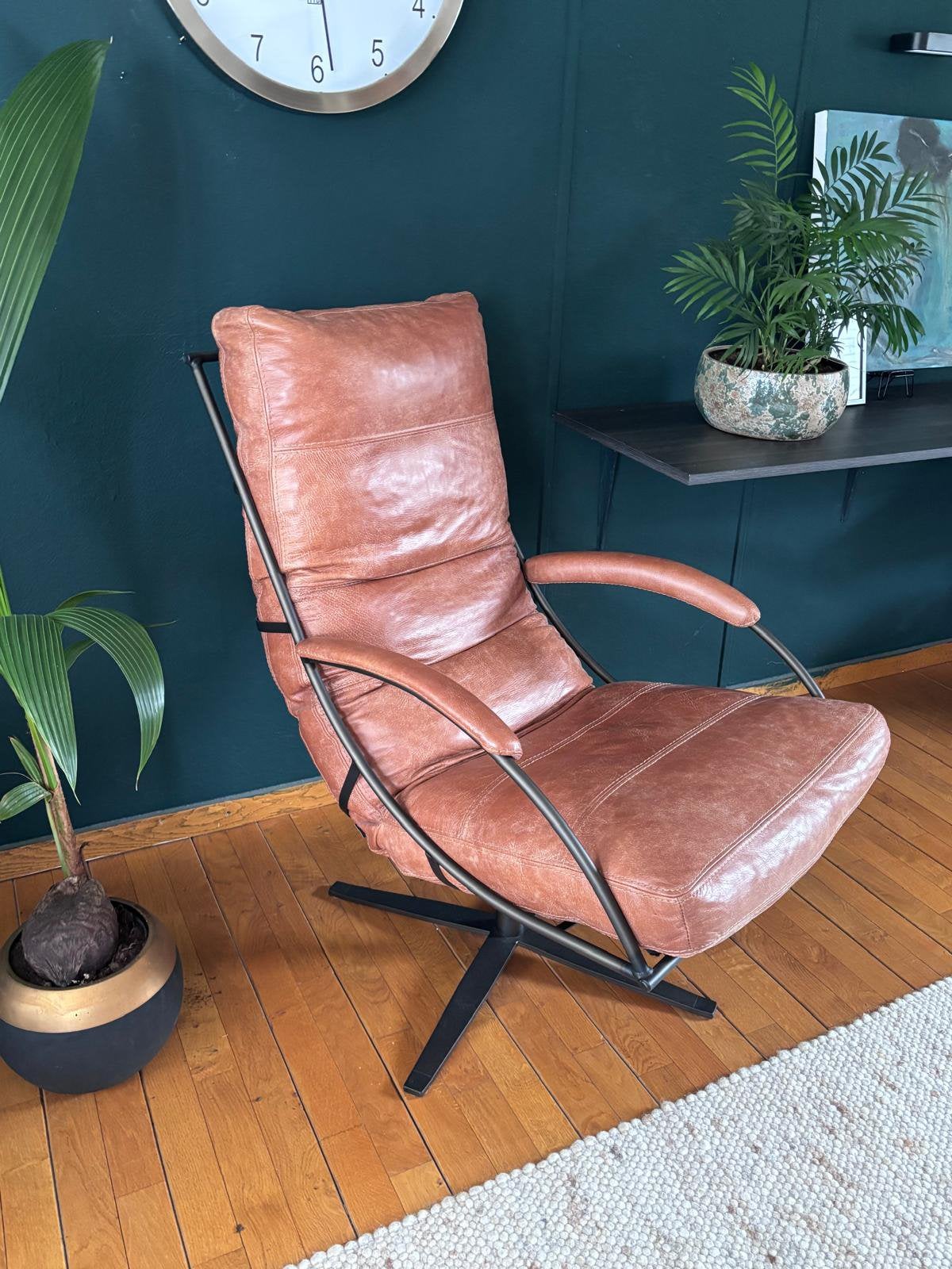 Leren Draaifauteuil Job Goossens, Ophalen, Zo goed als nieuw, 75 tot 100 cm, 50 tot 75 cm