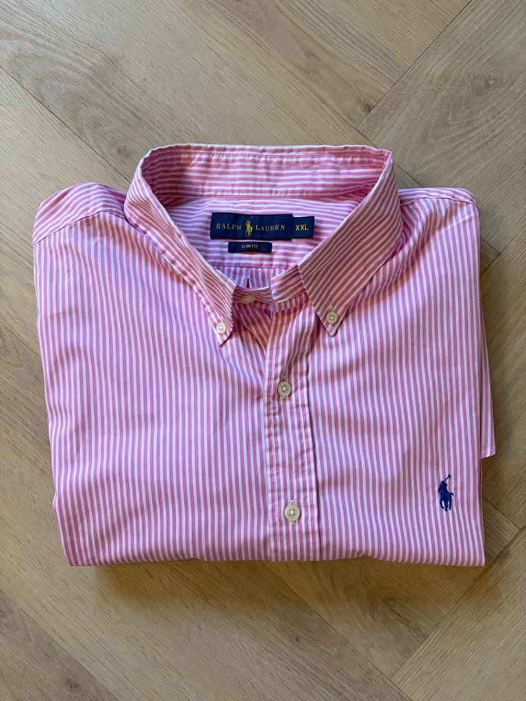 Ralph Lauren Overhemd Slim Fit Roze Gestreept XXL, Kleding | Heren, Overhemden, Ophalen of Verzenden, Gedragen, Roze, Overige halswijdtes